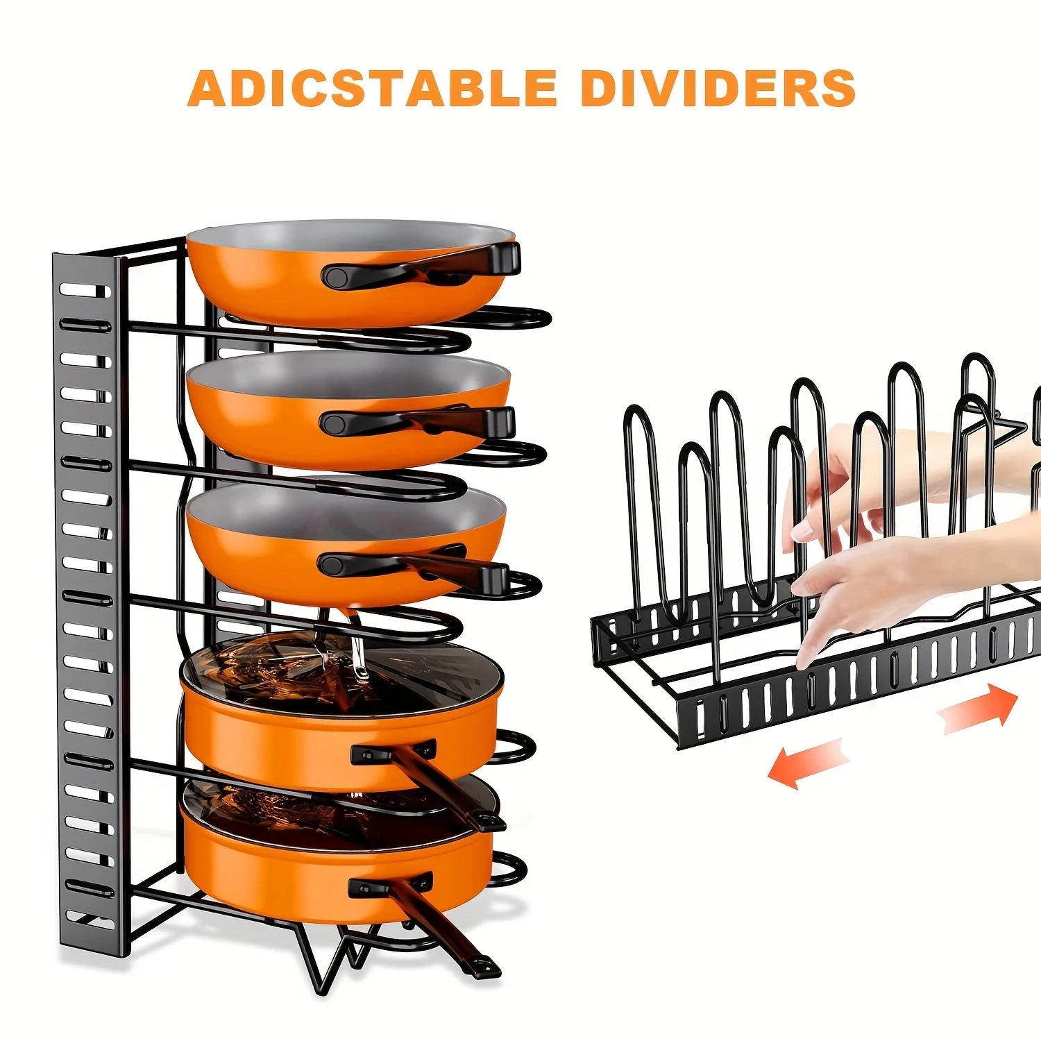 8-Tier Metal Pot Rack Organizer – Space-Saving Cabinet Holder