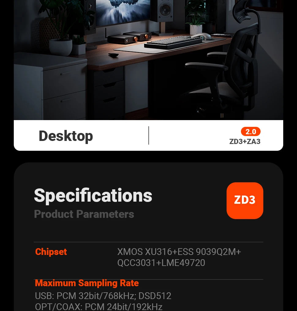 Fosi Audio ZD3 Bluetooth Desktop DAC – ES9039Q2M, USB/ARC, Remote Control