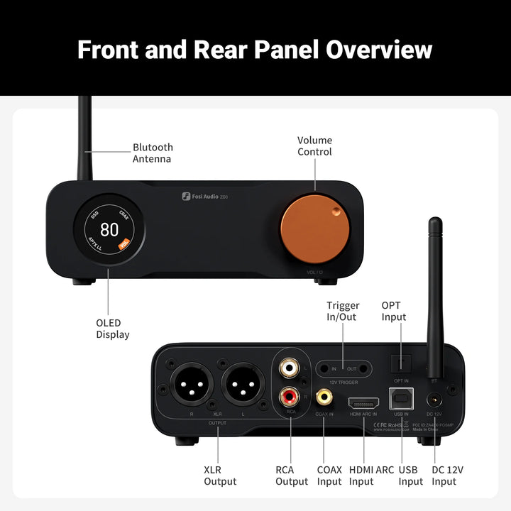 Fosi Audio ZD3 Bluetooth Desktop DAC – ES9039Q2M, USB/ARC, Remote Control