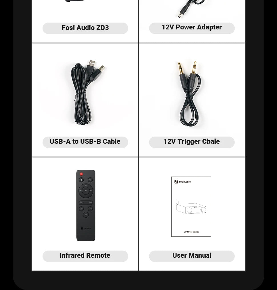 Fosi Audio ZD3 Bluetooth Desktop DAC – ES9039Q2M, USB/ARC, Remote Control