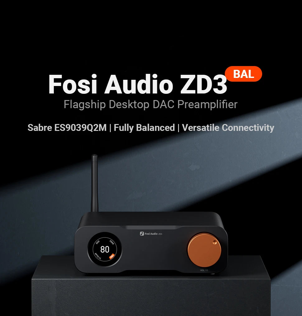 Fosi Audio ZD3 Bluetooth Desktop DAC – ES9039Q2M, USB/ARC, Remote Control