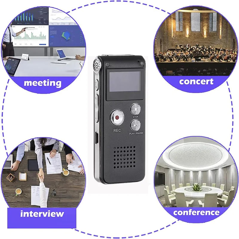 Digital Voice Recorder – 8GB USB Audio Recorder with Playback & MP3 Function