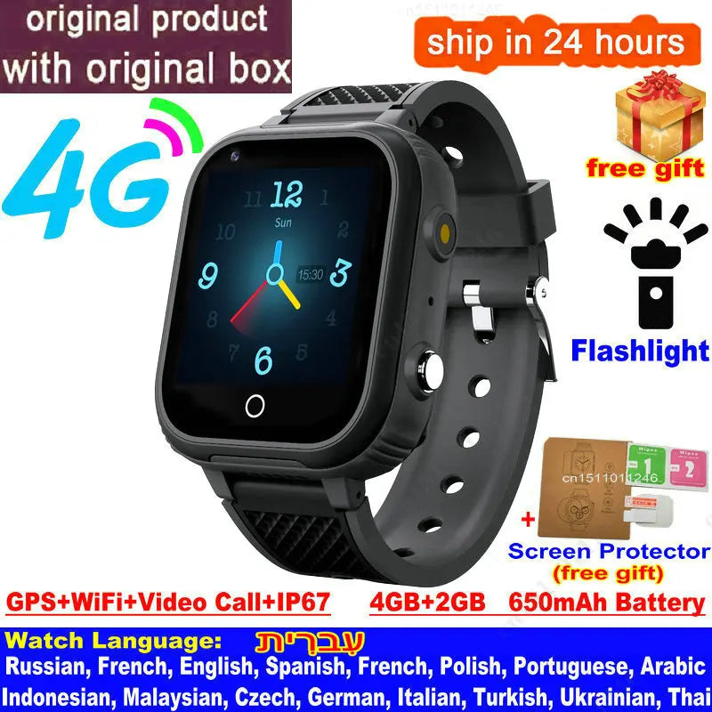 LT21 4G Kids Smartwatch – GPS Tracker, Video Call, SOS, IP67 Waterproof, WiFi, Camera, Phone Watch for Children