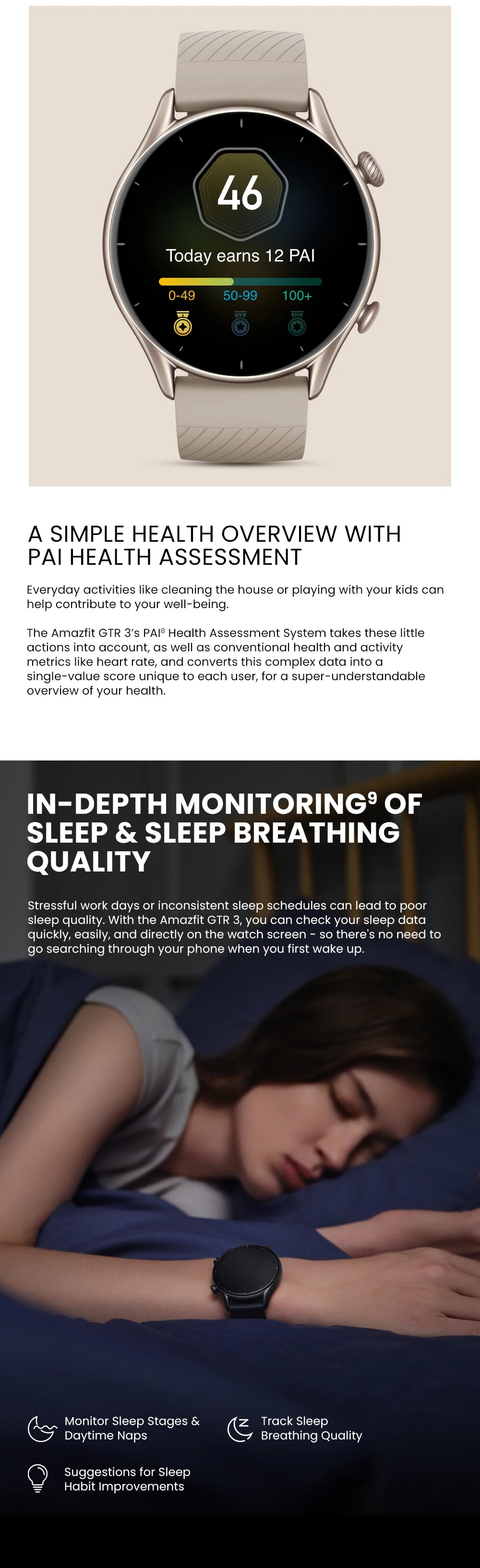 Amazfit GTR 3 Smartwatch Global Version – 46mm AMOLED Display, Built-in Alexa, Zepp OS, GPS, 150+ Sports Modes