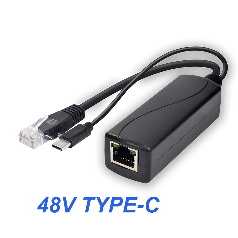 HKBTM POE Splitter – 48V to 5V/12V Power Supply with Micro USB, Type-C & Barrel Jack