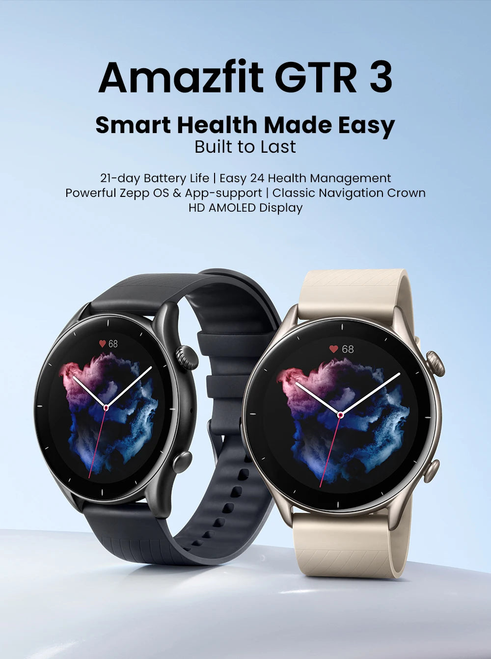 Amazfit GTR 3 Smartwatch Global Version – 46mm AMOLED Display, Built-in Alexa, Zepp OS, GPS, 150+ Sports Modes