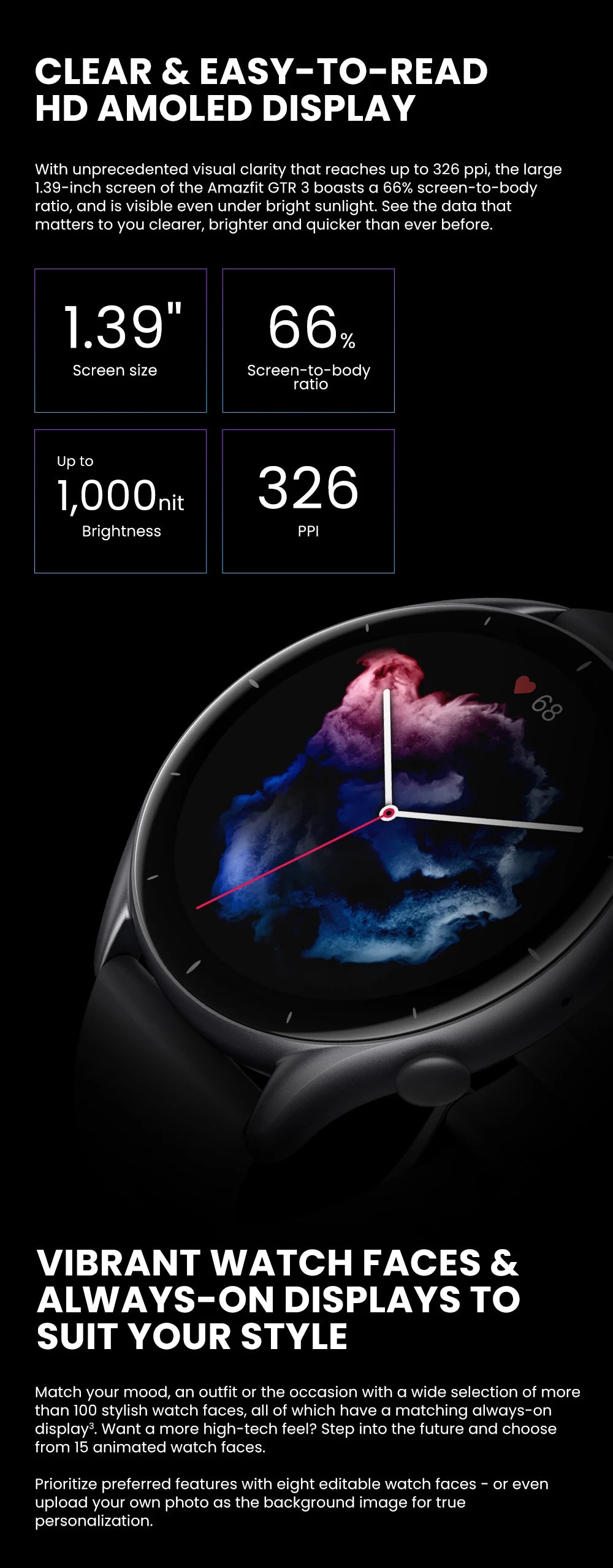 Amazfit GTR 3 Smartwatch Global Version – 46mm AMOLED Display, Built-in Alexa, Zepp OS, GPS, 150+ Sports Modes