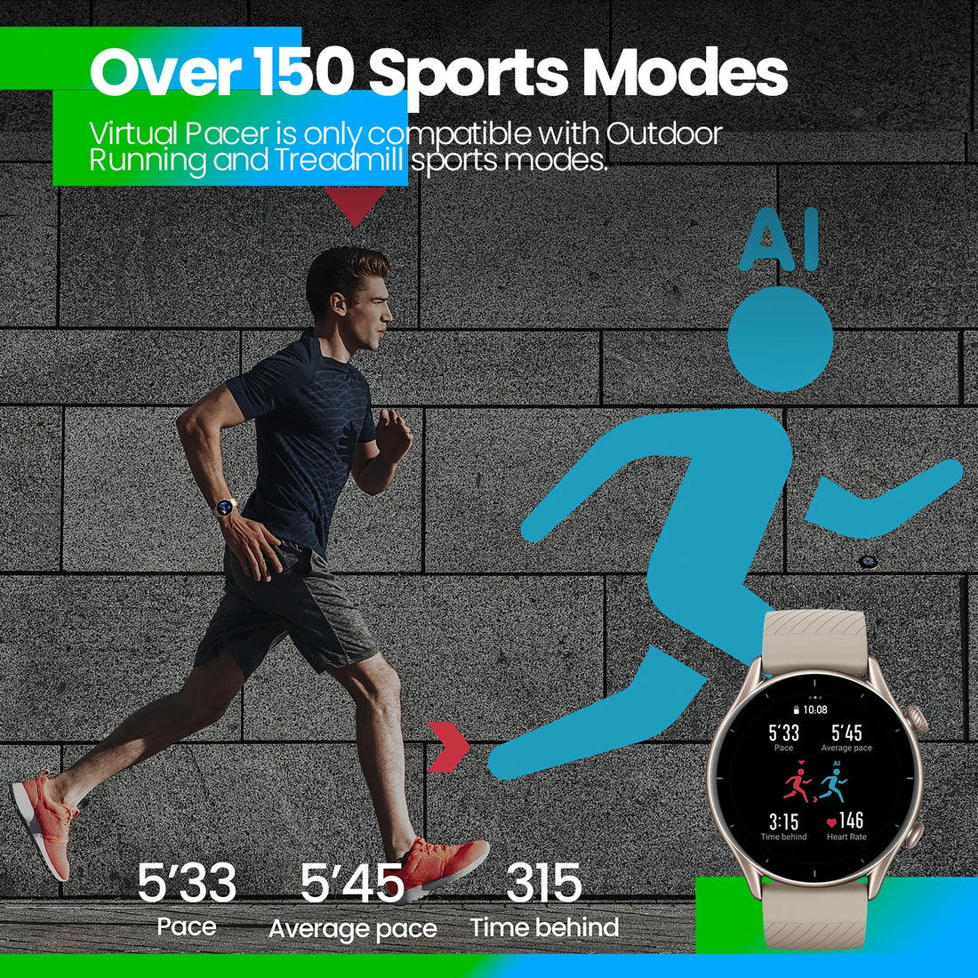 Amazfit GTR 3 Smartwatch Global Version – 46mm AMOLED Display, Built-in Alexa, Zepp OS, GPS, 150+ Sports Modes