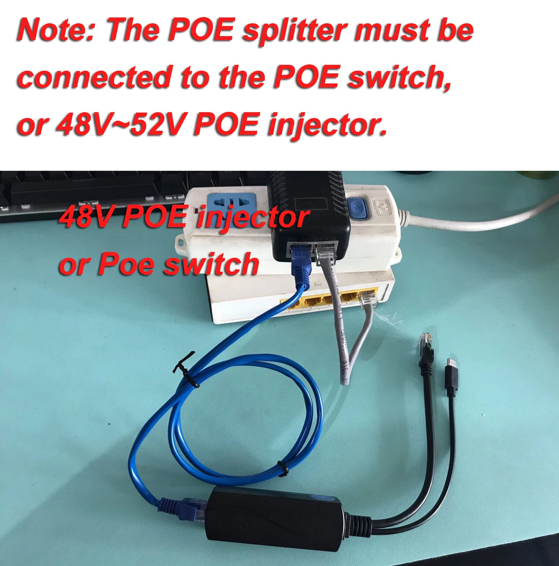 HKBTM POE Splitter – 48V to 5V/12V Power Supply with Micro USB, Type-C & Barrel Jack