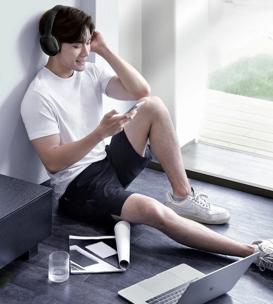 Baseus D02 Pro Wireless Headphones – HiFi Bluetooth Foldable Headset with Audio Cable