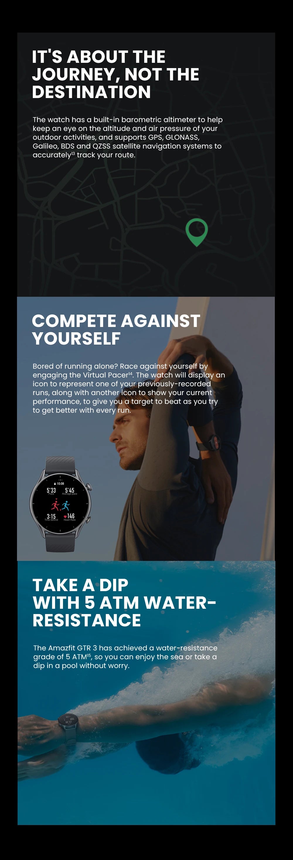 Amazfit GTR 3 Smartwatch Global Version – 46mm AMOLED Display, Built-in Alexa, Zepp OS, GPS, 150+ Sports Modes