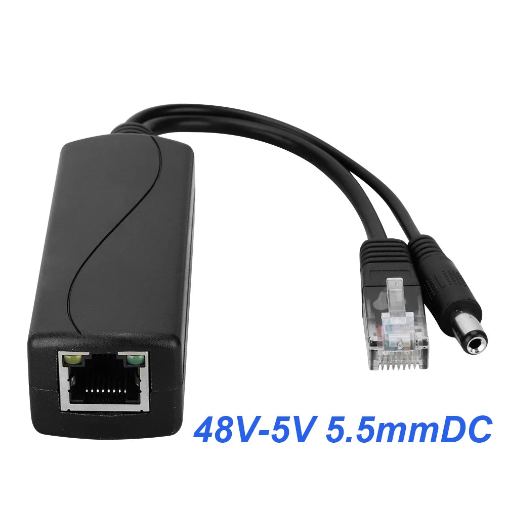 HKBTM POE Splitter – 48V to 5V/12V Power Supply with Micro USB, Type-C & Barrel Jack
