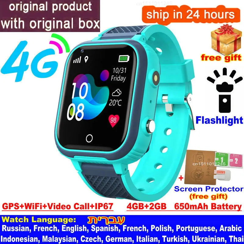 LT21 4G Kids Smartwatch – GPS Tracker, Video Call, SOS, IP67 Waterproof, WiFi, Camera, Phone Watch for Children