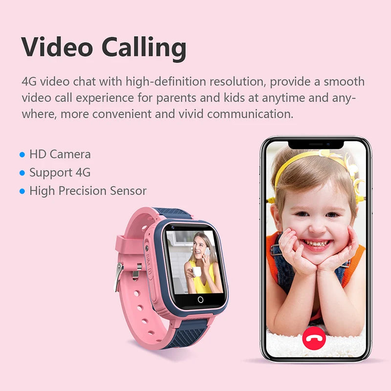 LT21 4G Kids Smartwatch – GPS Tracker, Video Call, SOS, IP67 Waterproof, WiFi, Camera, Phone Watch for Children