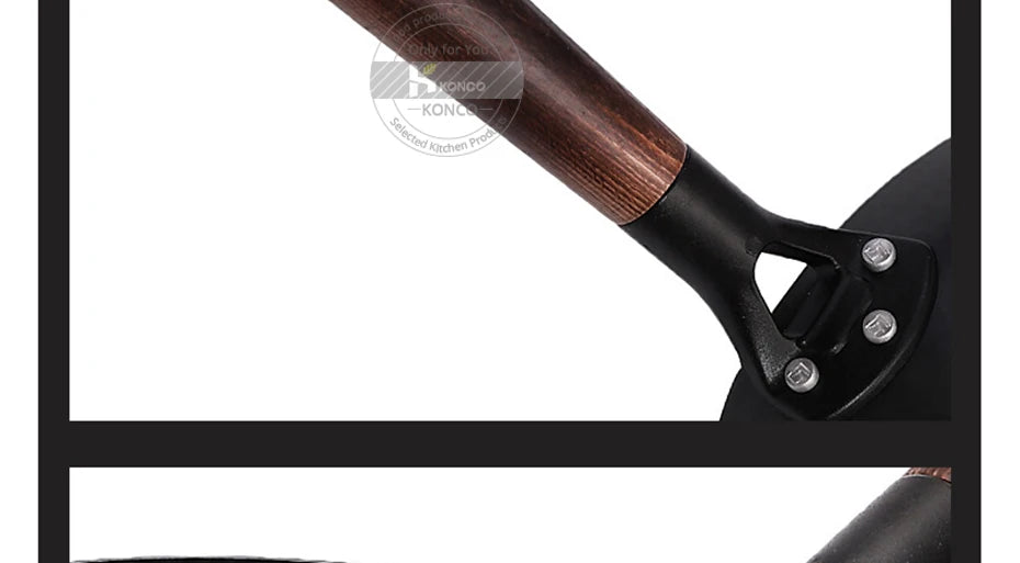 Konco 32cm Pure Iron Wok – Non-Coated Cast Iron Pan for Gas & Induction Cookers