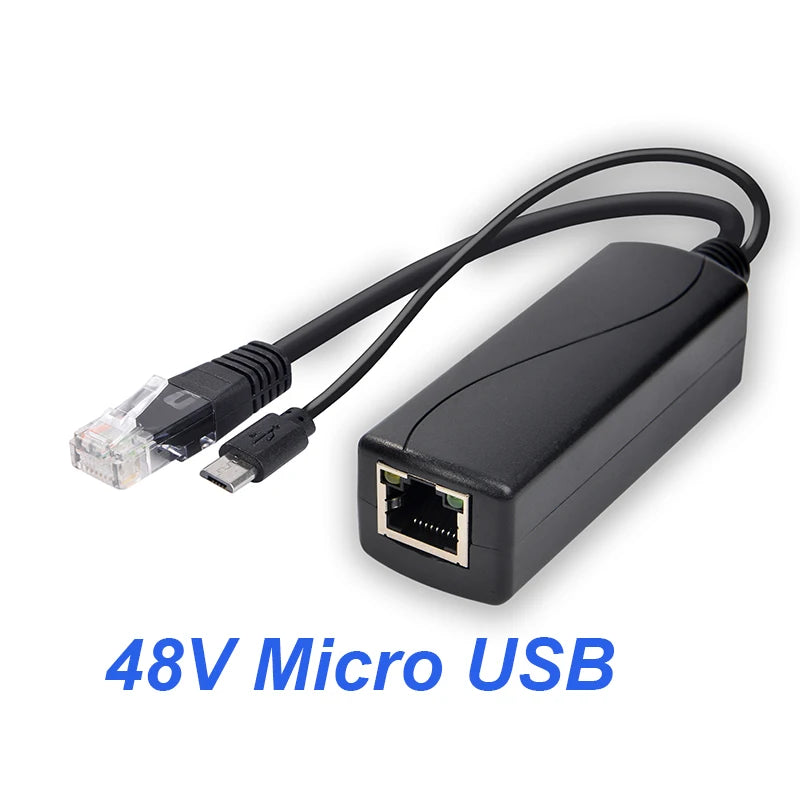 HKBTM POE Splitter – 48V to 5V/12V Power Supply with Micro USB, Type-C & Barrel Jack