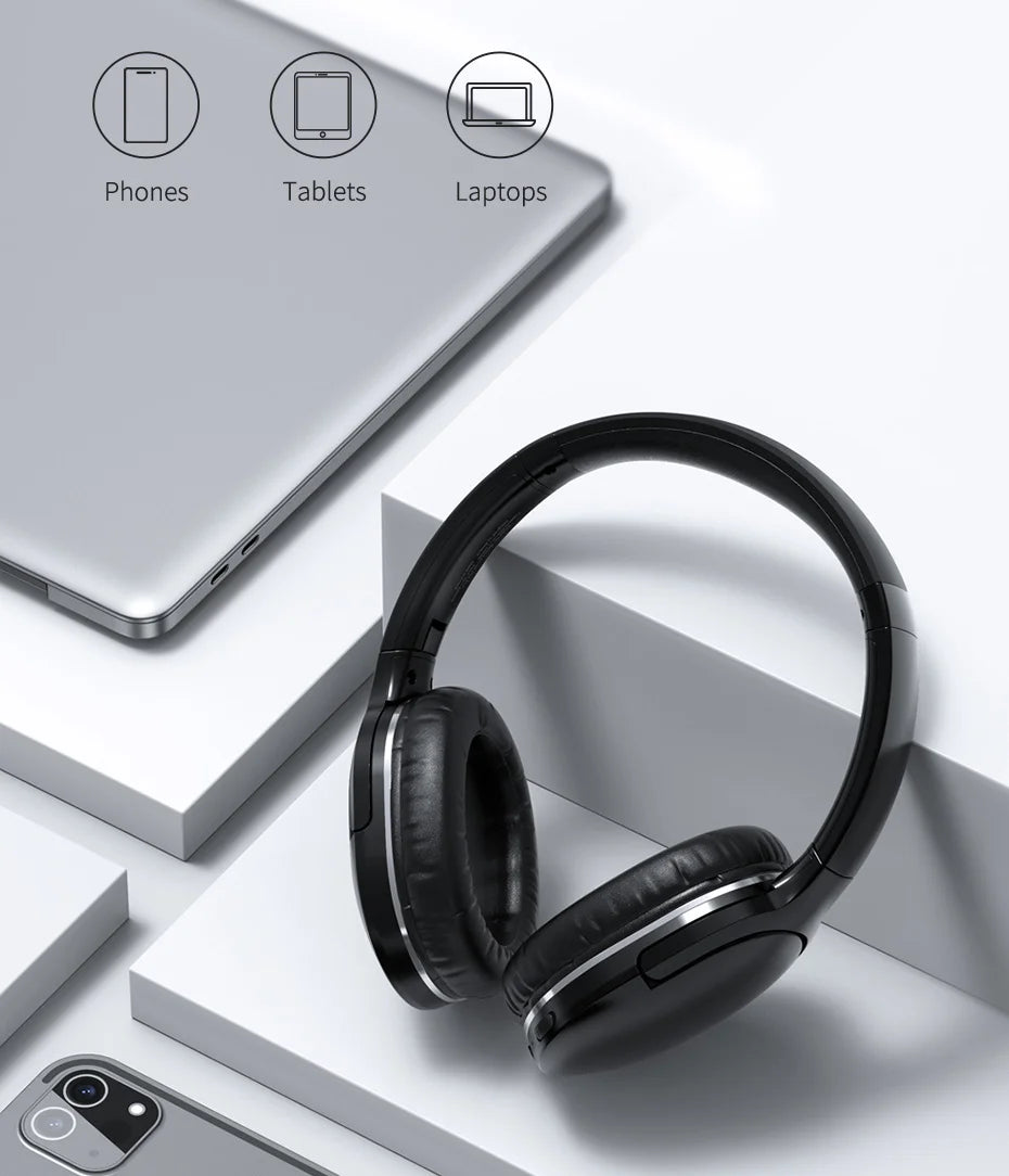 Baseus D02 Pro Wireless Headphones – HiFi Bluetooth Foldable Headset with Audio Cable