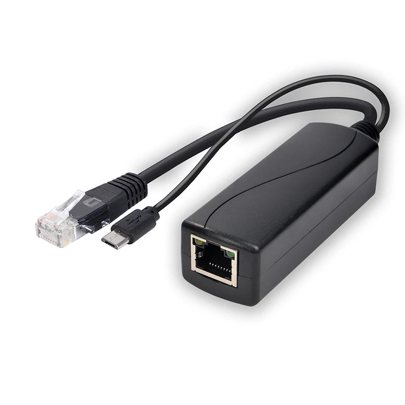 HKBTM POE Splitter – 48V to 5V/12V Power Supply with Micro USB, Type-C & Barrel Jack