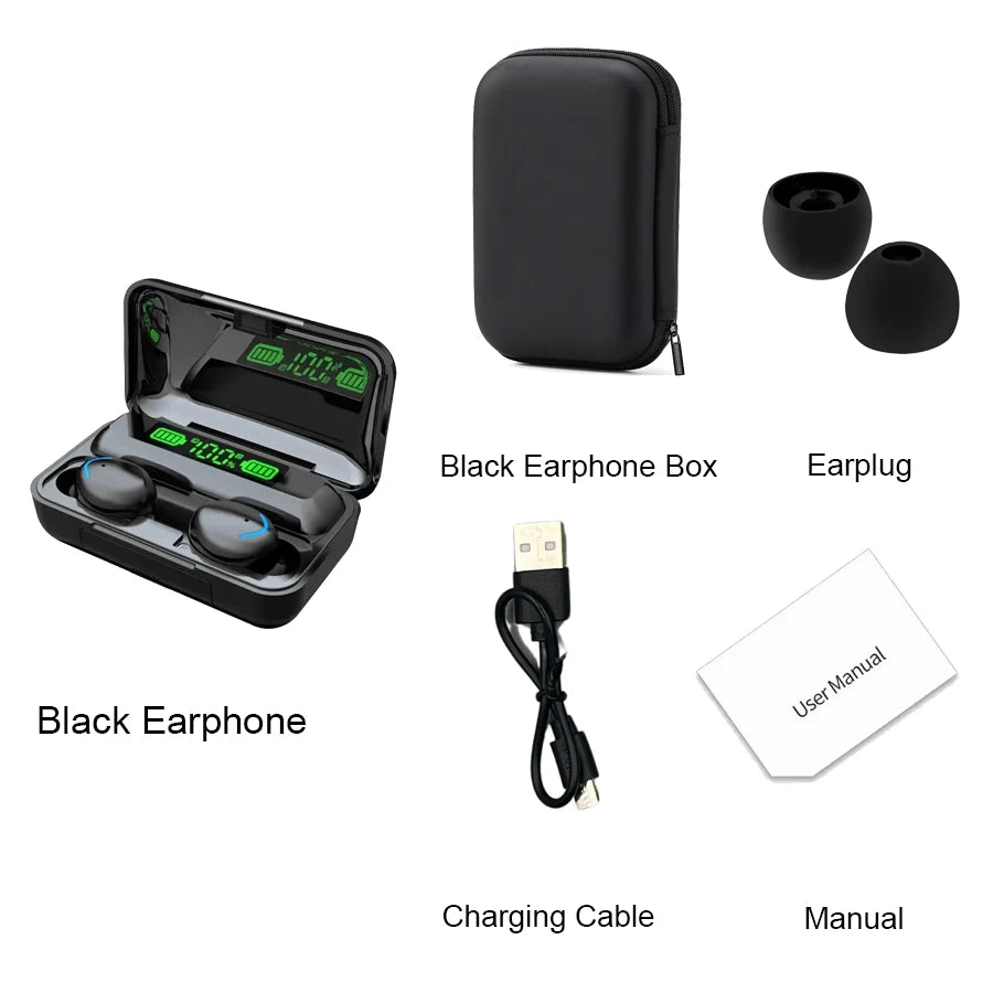 F9 TWS Wireless Bluetooth Earbuds – Waterproof Headphones with Digital Display Case