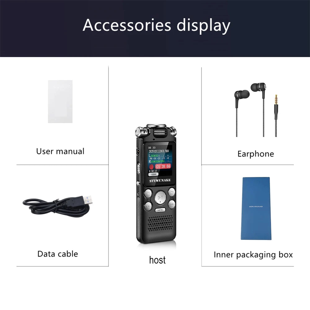 Professional Voice Activated Digital Audio Recorder – 8GB/16GB/32GB, Noise Cancelling & PCM Support