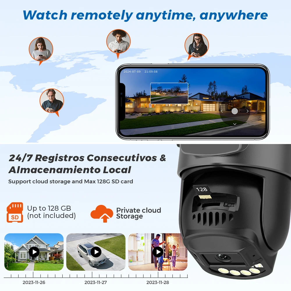 5K Dual-Lens Outdoor PTZ WiFi Camera – 10MP HD AI Tracking CCTV with Audio