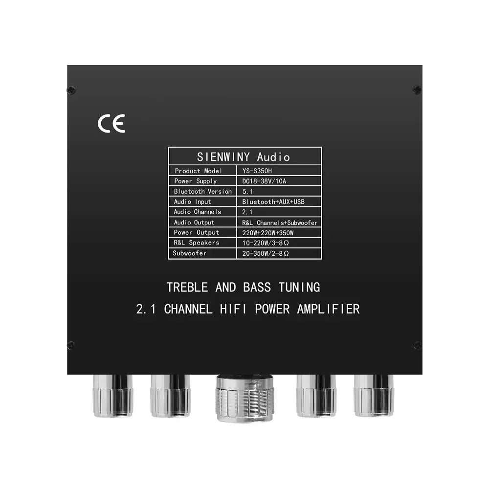 YS-S350H 2.1 Channel Bluetooth 5.1 Amplifier – TPA3251, 220W×2 + 350W Sub Output