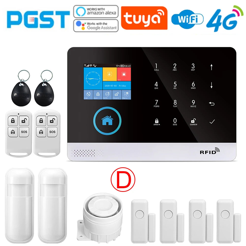PGST-103 Smart Alarm System – 4G/WiFi Wireless Home Security with Smart Life App Control