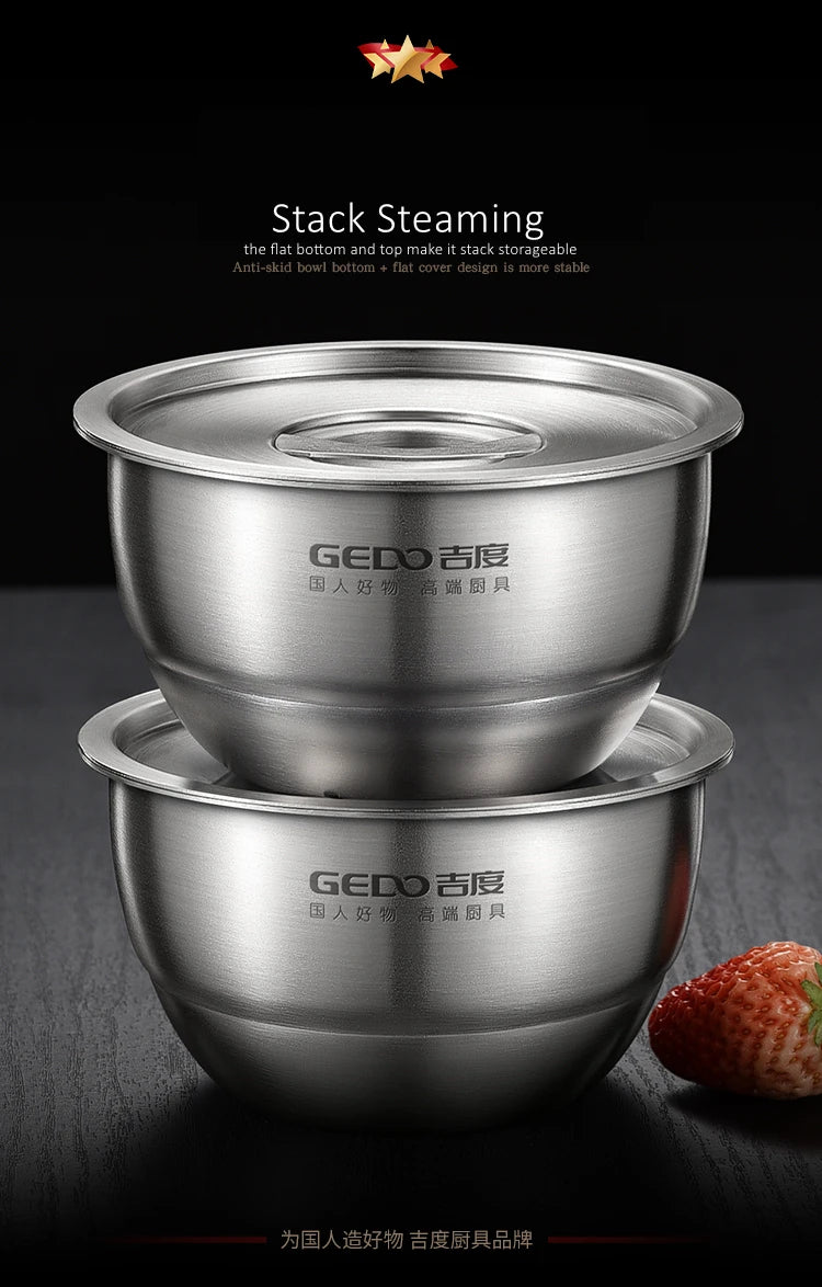 LFGB Certified 304 Stainless Steel Egg Custard Steamer – Ultra Thick & Durable Food Steaming Bowl for Kitchen