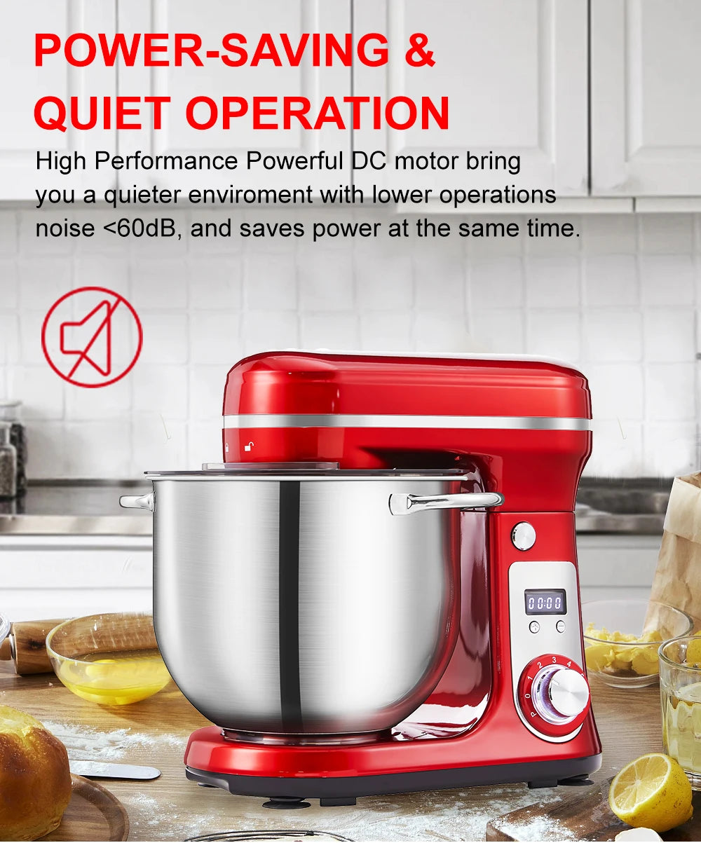 BioloMix 1200W Stand Mixer – 6L Bowl, 6-Speed, Dough & Whisk Attachments