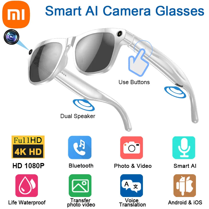 Xiaomi 4K AI Smart Glasses – 100MP HD Camera, Bluetooth Call & Voice Assistant