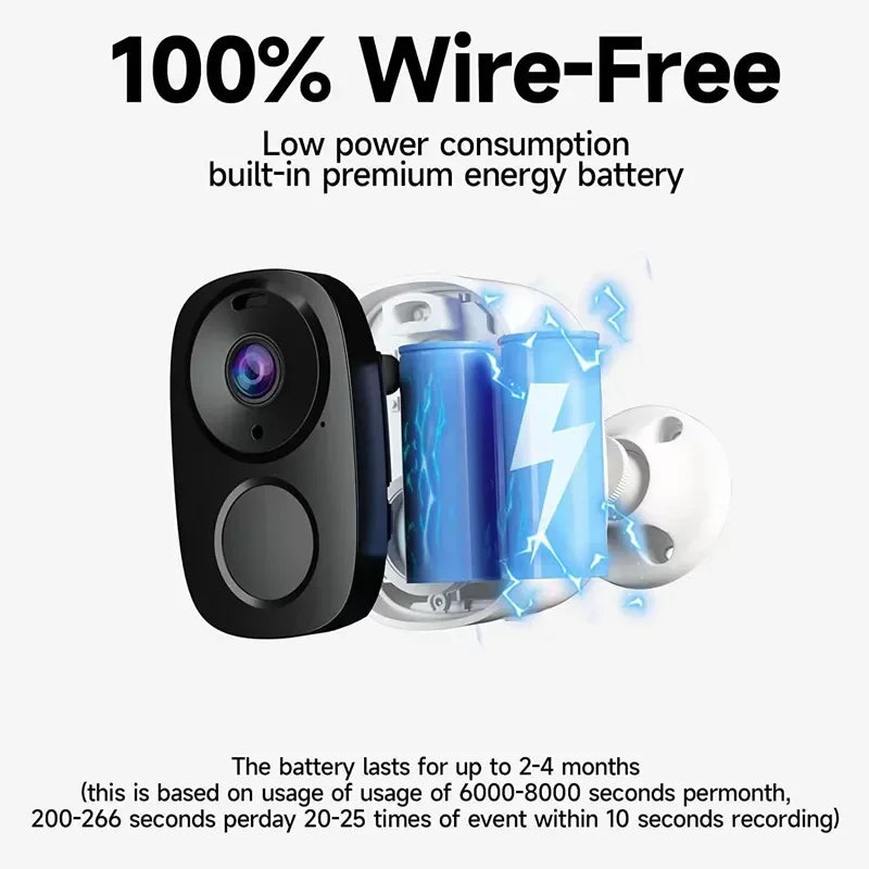 2K 3MP Wireless Outdoor Security Camera – Battery Powered with Spotlight & Siren