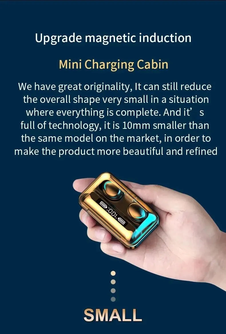 F9 TWS Wireless Bluetooth Earbuds – Waterproof Headphones with Digital Display Case