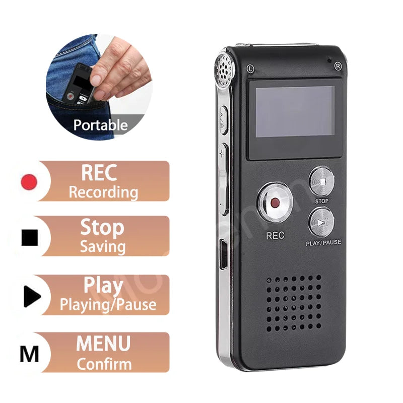 Digital Voice Recorder – 8GB USB Audio Recorder with Playback & MP3 Function