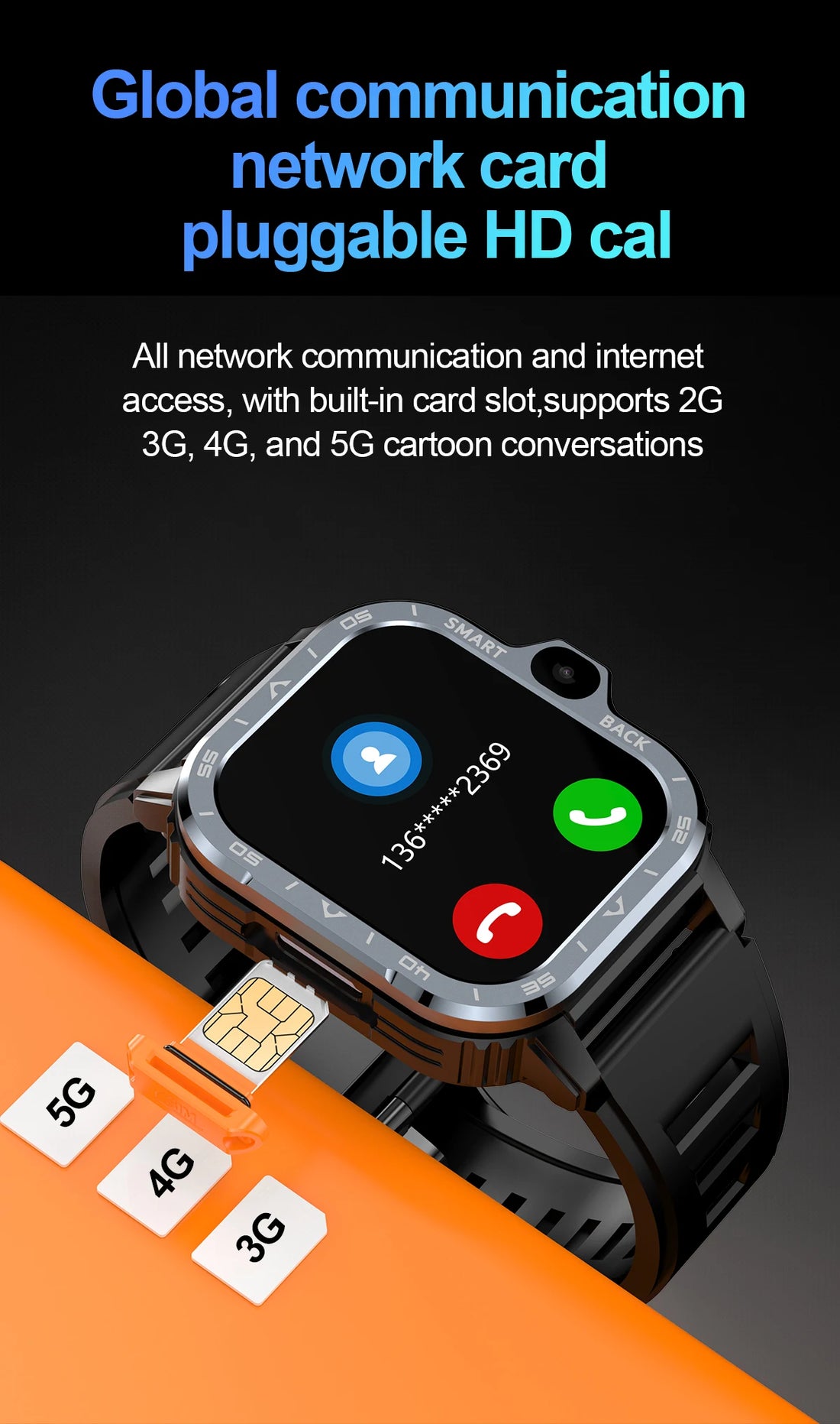 Valdus PGD Android Smart Watch – Dual Camera, GPS, 4G SIM, NFC, 16G/64G Storage