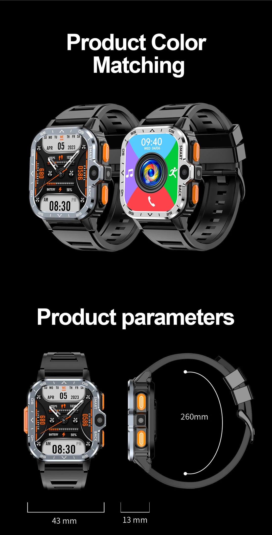 Valdus PGD Android Smart Watch – Dual Camera, GPS, 4G SIM, NFC, 16G/64G Storage