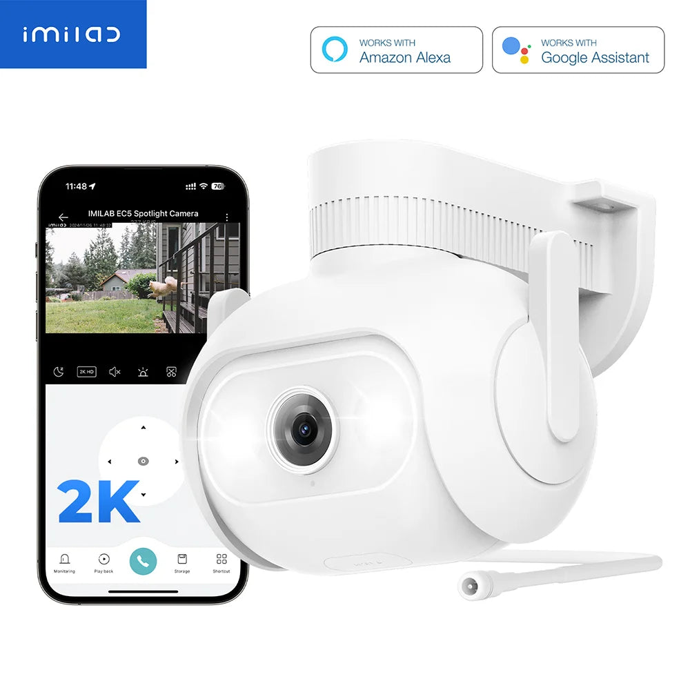 IMILAB EC5 3MP 2K Floodlight Outdoor Security Camera – 360° PTZ, Color Night Vision, Human Tracking, Auto Deterrence