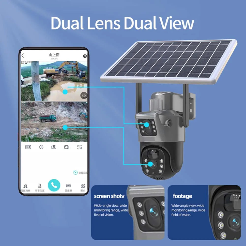 8MP 4K WiFi Solar Camera – Outdoor Wireless CCTV with Dual Lens & PTZ