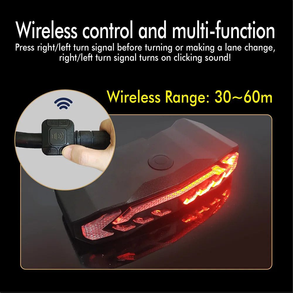 Bike Tail Light with Turn Signals – Wireless Remote & Waterproof Rear Safety Light