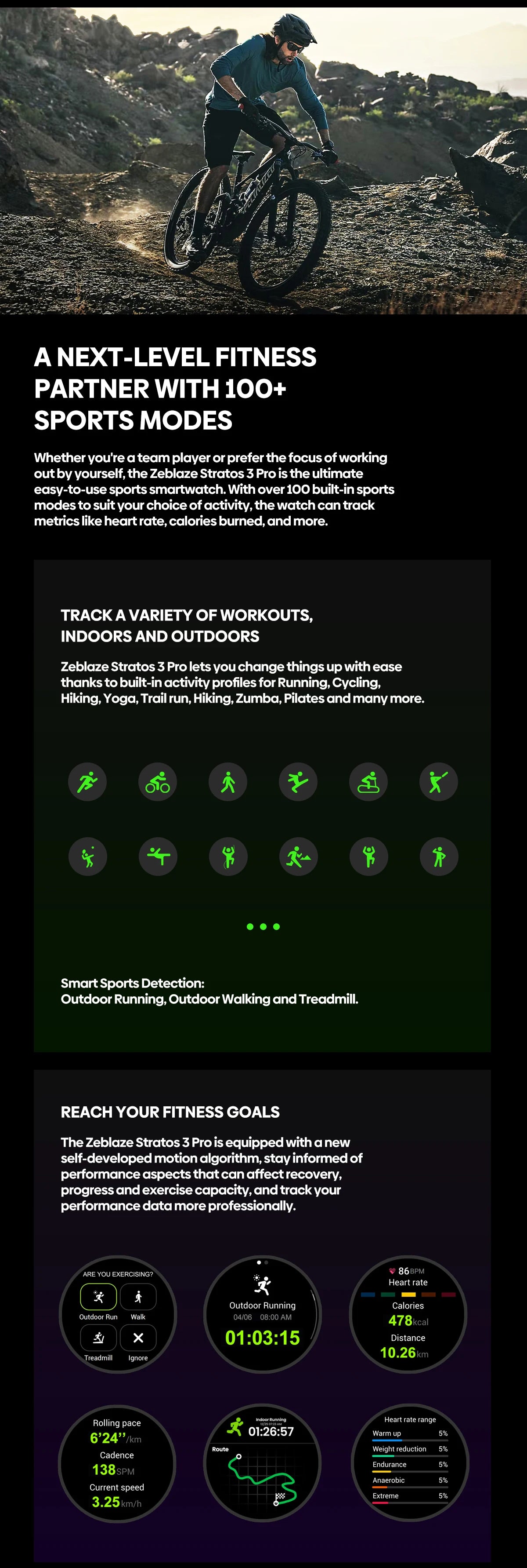 Zeblaze Stratos 3 PRO GPS Smartwatch – 1.43” HD AMOLED, Bluetooth Calls