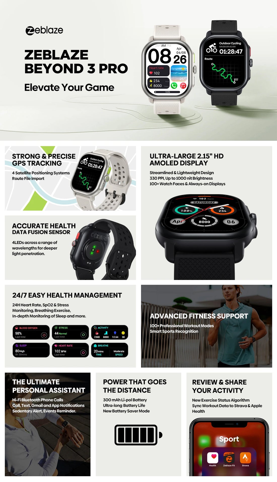 Zeblaze Beyond 3 Pro – GPS Smartwatch with AMOLED Display & Calling