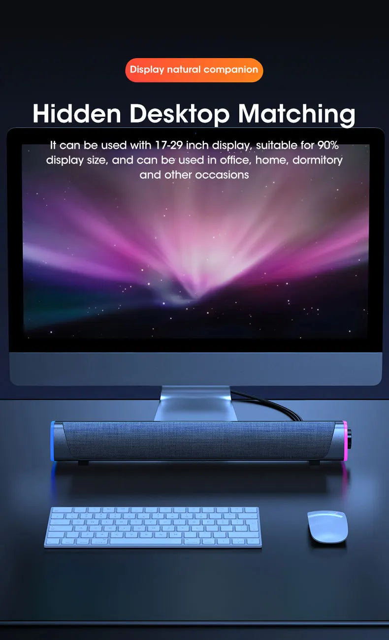 4D Stereo Soundbar with Bluetooth & Subwoofer for PC & MacBook