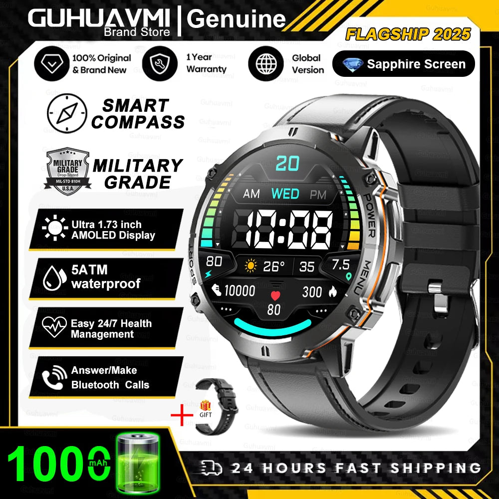 T-Rex 3 Military Grade Smartwatch – 1000mAh Battery, 10ATM Waterproof, GPS, AMOLED, Call Support