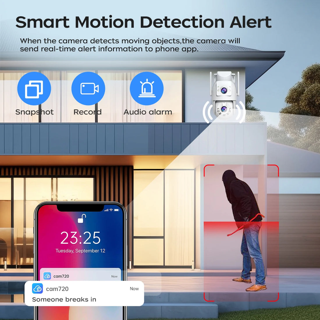 Jooan 4K 8MP Dual-Lens Outdoor WiFi PTZ Security Camera – 5X Zoom, 5G WiFi, AI Auto Tracking, ONVIF, Night Vision, CCTV IP Camera
