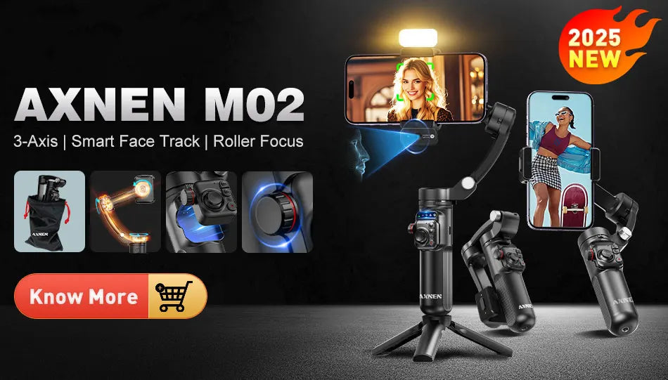 AXNEN HQ2 Series 3-Axis Handheld Gimbal Stabilizer for Smartphone & GoPro – Selfie Stick, Tripod & Extension Rod Combo