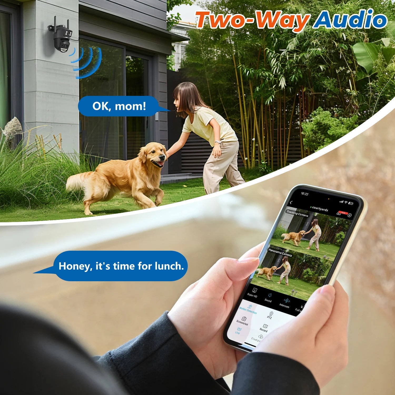 5K Dual-Lens Outdoor PTZ WiFi Camera – 10MP HD AI Tracking CCTV with Audio