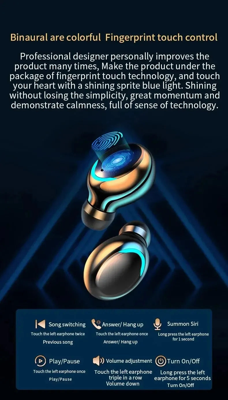 F9 TWS Wireless Bluetooth Earbuds – Waterproof Headphones with Digital Display Case