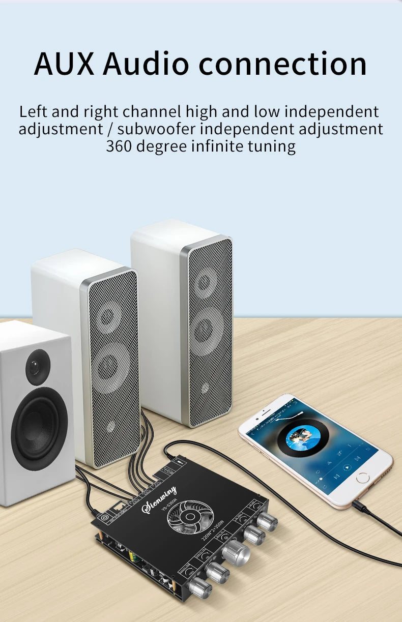 YS-S350H 2.1 Channel Bluetooth 5.1 Amplifier – TPA3251, 220W×2 + 350W Sub Output