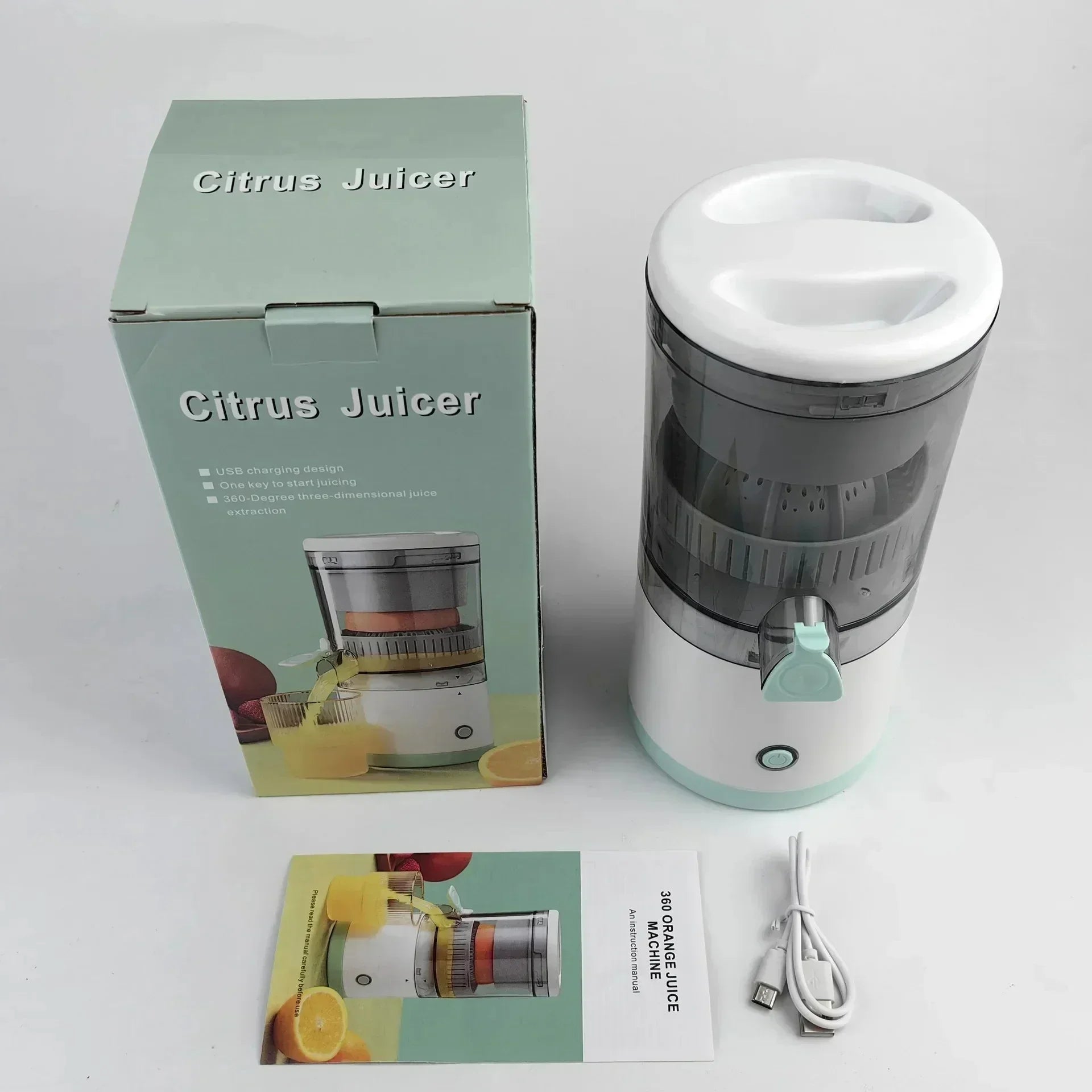 Electric Citrus Juicer – USB Rechargeable Orange & Lemon Squeezer