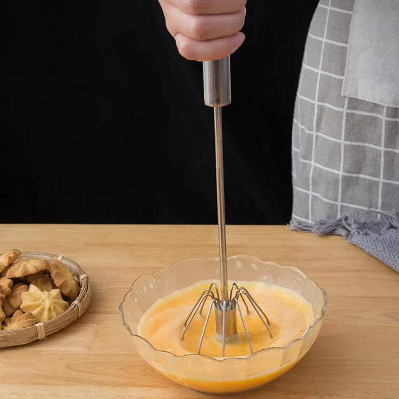 Semi-Automatic Egg Beater – Stainless Steel Hand Mixer Whisk for Cream, Batter & More