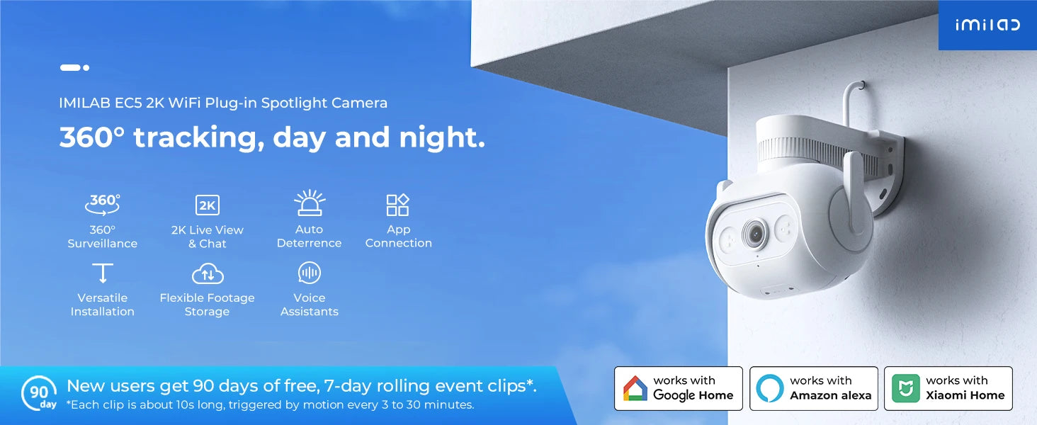 IMILAB EC5 3MP 2K Floodlight Outdoor Security Camera – 360° PTZ, Color Night Vision, Human Tracking, Auto Deterrence